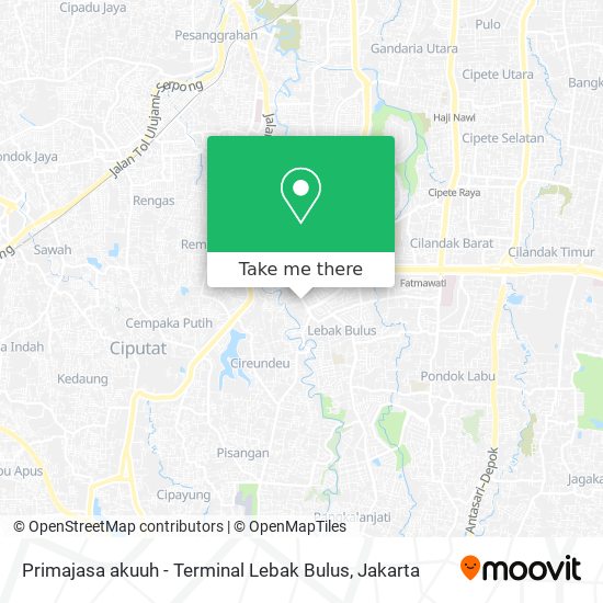Primajasa akuuh - Terminal Lebak Bulus map