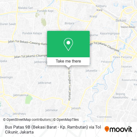 Bus Patas 9B (Bekasi Barat - Kp. Rambutan) via Tol Cikunir map