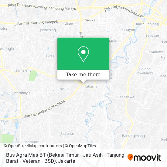 Bus Agra Mas BT (Bekasi Timur - Jati Asih - Tanjung Barat - Veteran - BSD) map