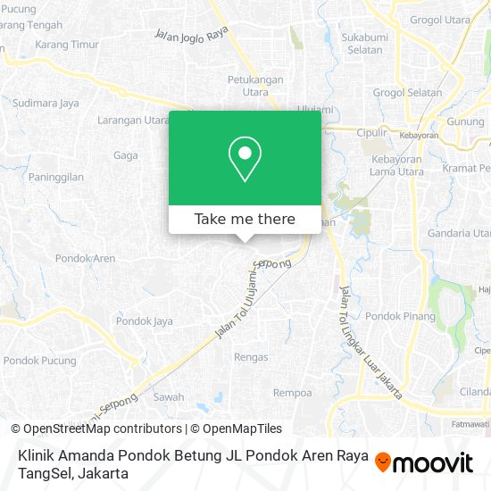 Klinik Amanda Pondok Betung JL Pondok Aren Raya TangSel map