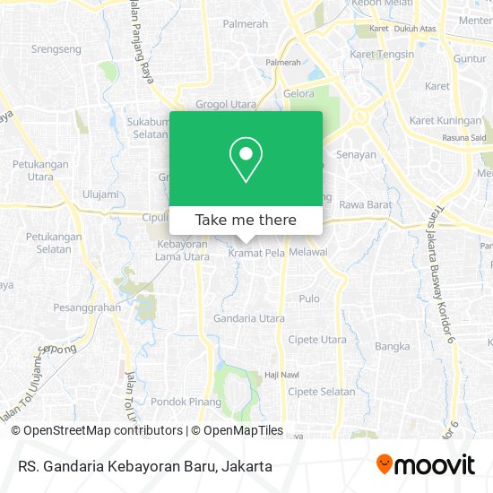 How to get to RS. Gandaria Kebayoran Baru in Jakarta Selatan by Bus or