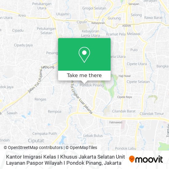 Kantor Imigrasi Kelas I Khusus Jakarta Selatan Unit Layanan Paspor Wilayah I Pondok Pinang map