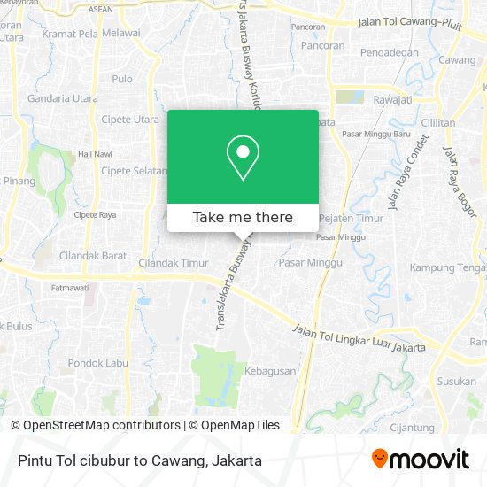 Pintu Tol cibubur to Cawang map