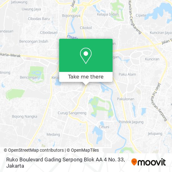 Ruko Boulevard Gading Serpong Blok AA 4 No. 33 map