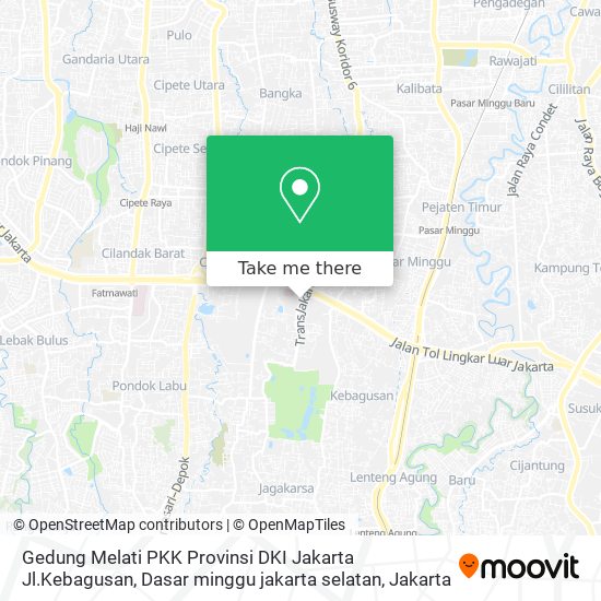 Gedung Melati PKK Provinsi DKI Jakarta Jl.Kebagusan, Dasar minggu jakarta selatan map