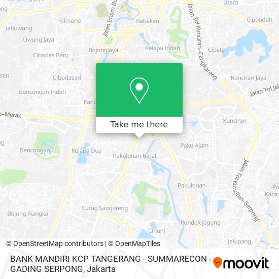 BANK MANDIRI KCP TANGERANG - SUMMARECON - GADING SERPONG map