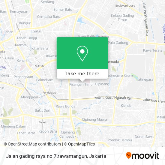 Jalan gading raya no 7,rawamangun map