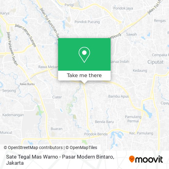 Sate Tegal Mas Warno - Pasar Modern Bintaro map