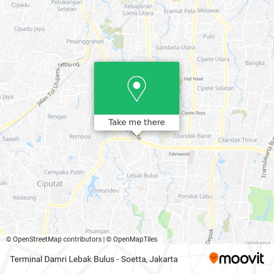 Terminal Damri Lebak Bulus - Soetta map