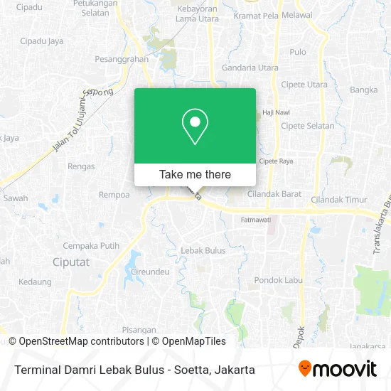 Terminal Damri Lebak Bulus - Soetta map