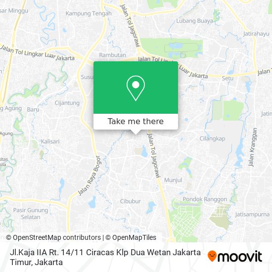 Jl.Kaja IIA Rt. 14 / 11 Ciracas 
Klp Dua Wetan
Jakarta Timur map