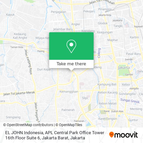 EL JOHN Indonesia, APL Central Park Office Tower 16th Floor Suite 6, Jakarta Barat map