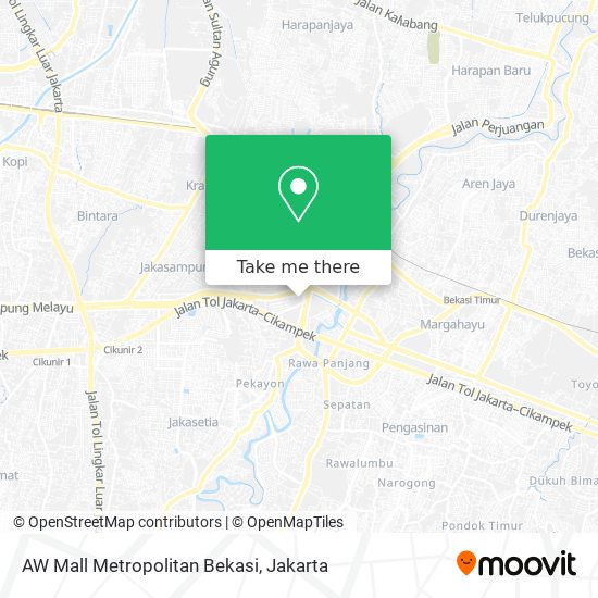 AW Mall Metropolitan Bekasi map