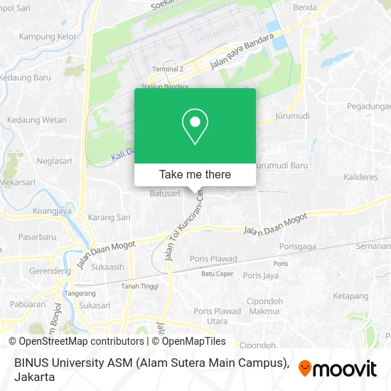 BINUS University ASM (Alam Sutera Main Campus) map