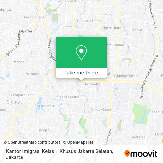 Kantor Imigrasi Kelas 1 Khusus Jakarta Selatan map