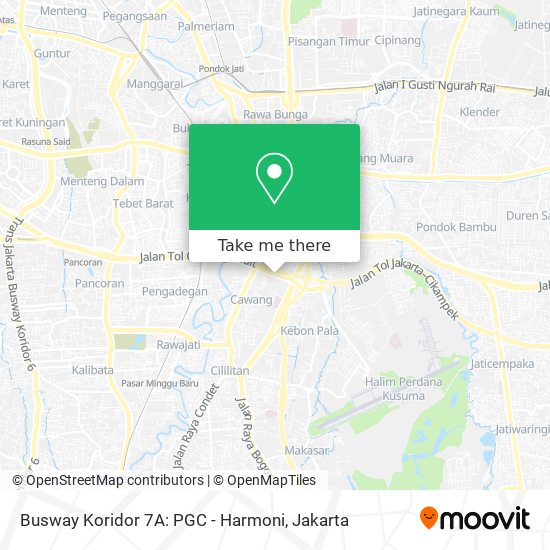 Busway Koridor 7A: PGC - Harmoni map