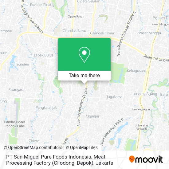 PT San Miguel Pure Foods Indonesia, Meat Processing Factory (Cilodong, Depok) map