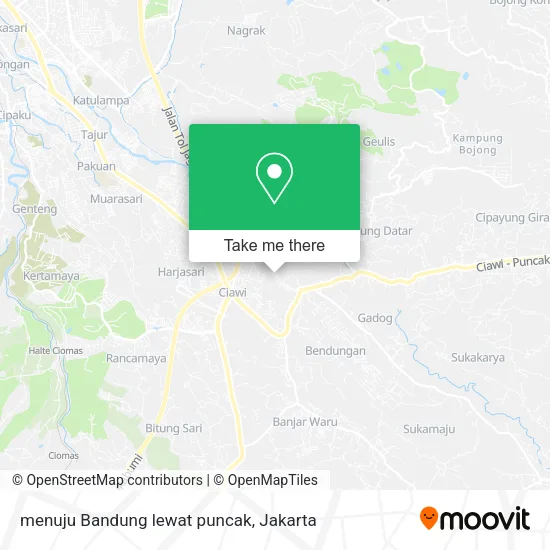 menuju Bandung lewat puncak map