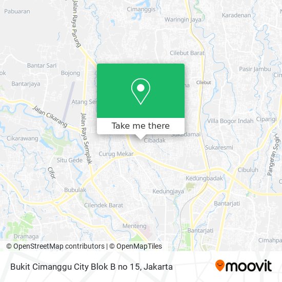 Bukit Cimanggu City Blok B no 15 map