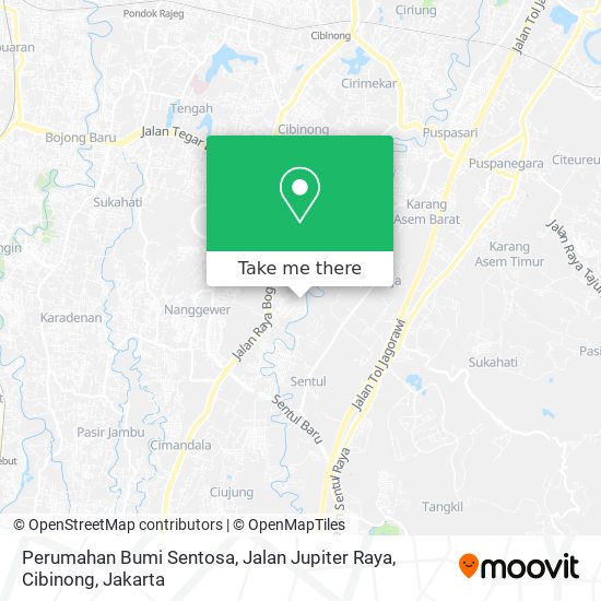 Perumahan Bumi Sentosa, Jalan Jupiter Raya, Cibinong map