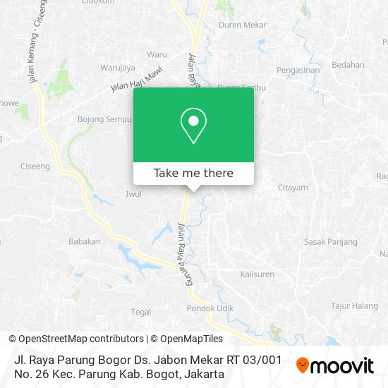 Jl. Raya Parung Bogor Ds. Jabon Mekar RT 03 / 001 No. 26 Kec. Parung Kab. Bogot map