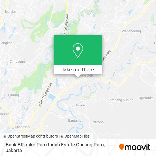 Bank BRi ruko Putri Indah Estate Gunung Putri map