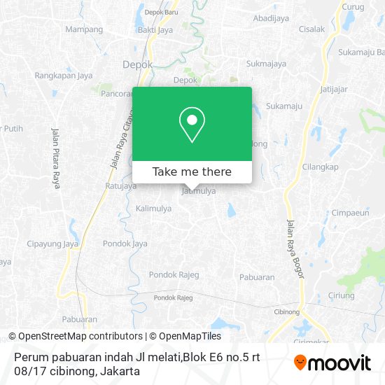 Perum pabuaran indah Jl melati,Blok E6 no.5 rt 08 / 17 cibinong map