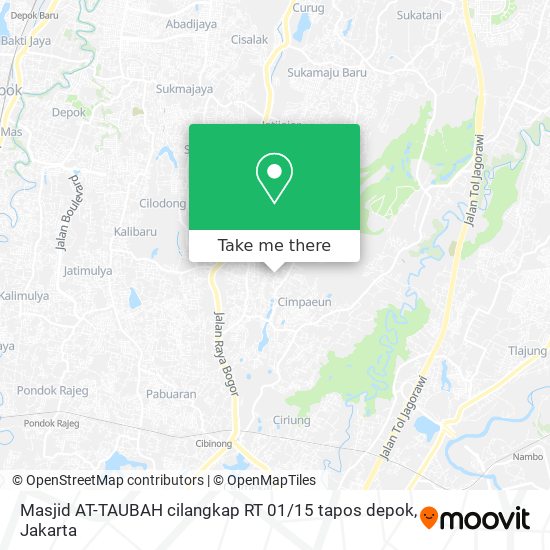 Masjid AT-TAUBAH cilangkap RT 01 / 15 tapos depok map