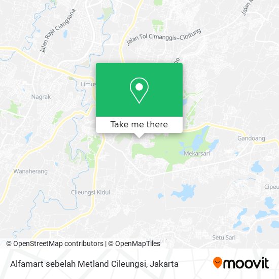 Alfamart sebelah Metland Cileungsi map