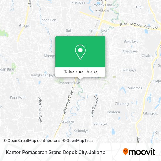 Kantor Pemasaran Grand Depok City map