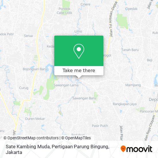 Sate Kambing Muda, Pertigaan Parung Bingung map