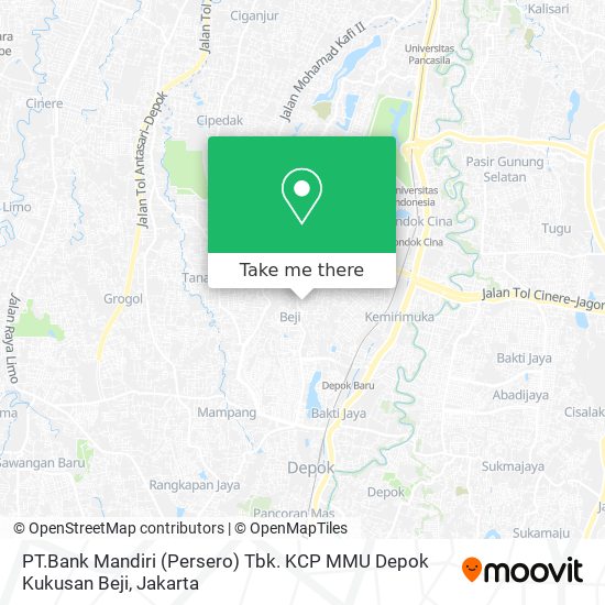 PT.Bank Mandiri (Persero) Tbk. KCP MMU Depok Kukusan Beji map