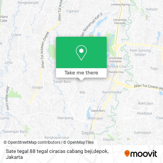 Sate tegal 88 tegal ciracas cabang beji,depok map