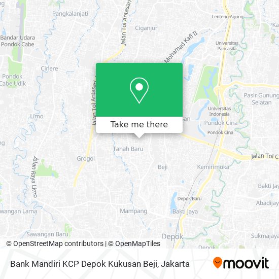 Bank Mandiri KCP Depok Kukusan Beji map