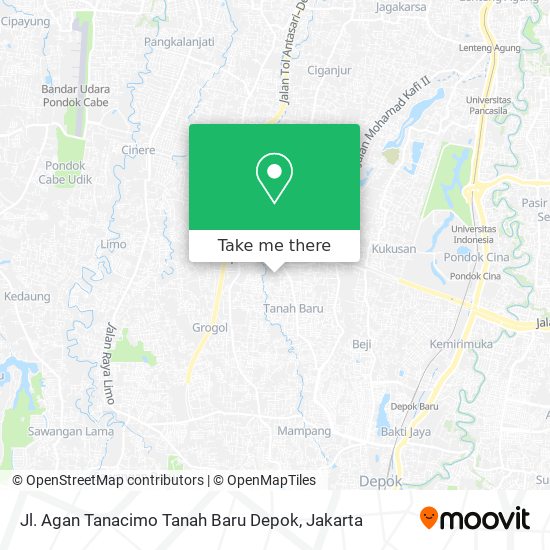 Jl. Agan Tanacimo Tanah Baru Depok map