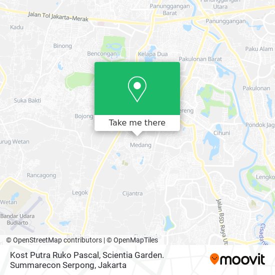 Kost Putra Ruko Pascal, Scientia Garden. Summarecon Serpong map