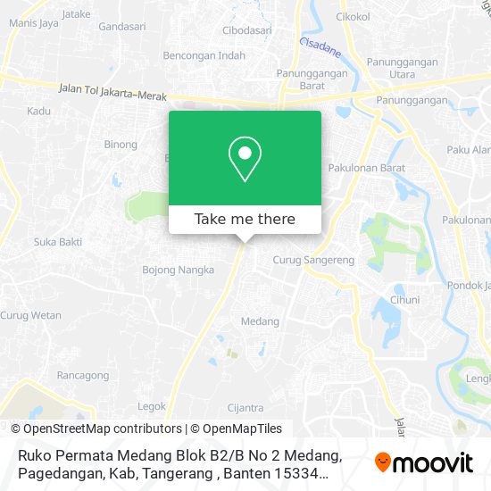 Ruko Permata Medang Blok B2 / B No 2 Medang, Pagedangan, Kab, Tangerang , Banten 15334 .PT.Indotek Pr map