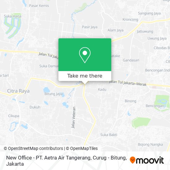 New Office - PT. Aetra Air Tangerang, Curug - Bitung map