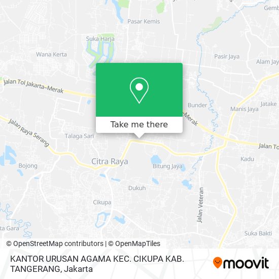 KANTOR URUSAN AGAMA KEC. CIKUPA KAB. TANGERANG map