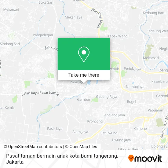 Pusat taman bermain anak kota bumi tangerang map