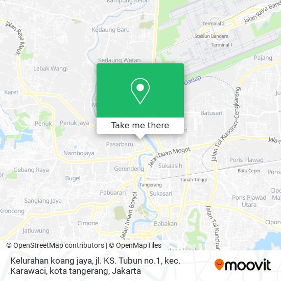 Kelurahan koang jaya, jl. KS. Tubun no.1, kec. Karawaci, kota tangerang map