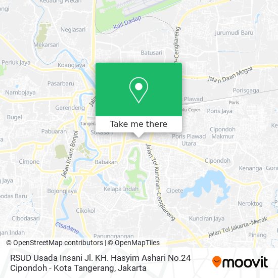 RSUD Usada Insani Jl. KH. Hasyim Ashari No.24 Cipondoh - Kota Tangerang map