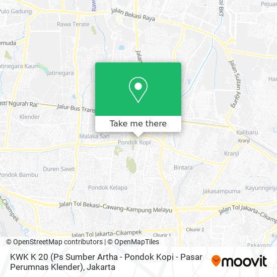 KWK K 20 (Ps Sumber Artha - Pondok Kopi - Pasar Perumnas Klender) map