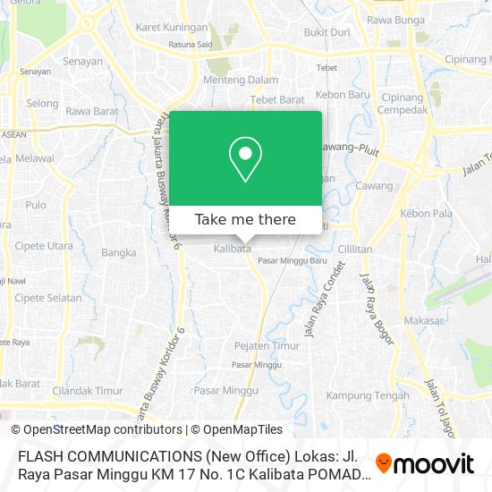 FLASH COMMUNICATIONS (New Office)   Lokas​: Jl. Raya Pasar Minggu KM 17 No. 1C Kalibata POMAD Panco map