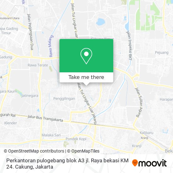 Perkantoran pulogebang blok A3 jl. Raya bekasi KM 24. Cakung map