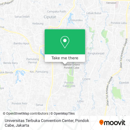 Universitas Terbuka Convention Center, Pondok Cabe map
