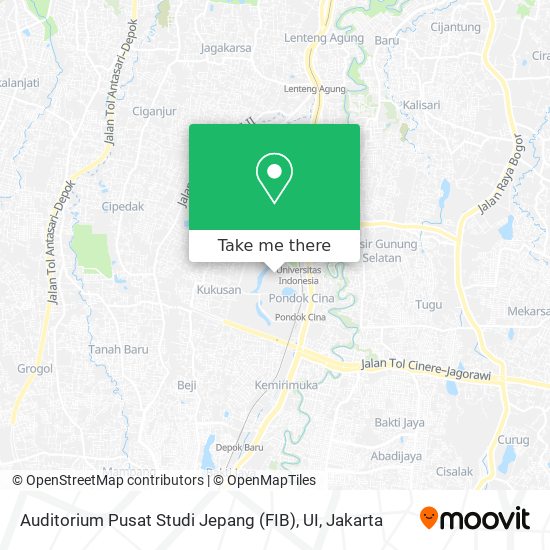 Auditorium Pusat Studi Jepang (FIB), UI map