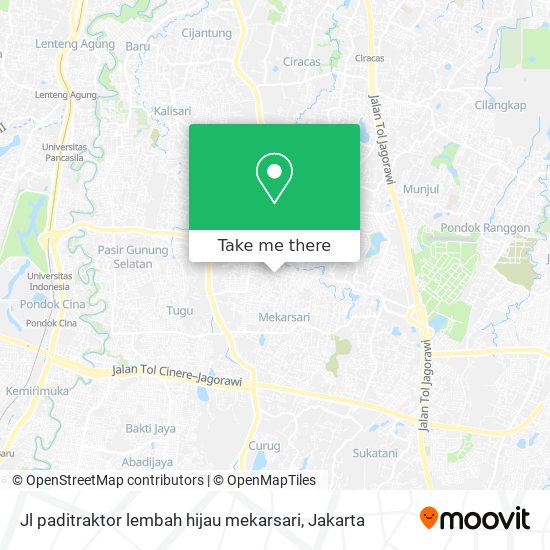 Jl paditraktor lembah hijau mekarsari map