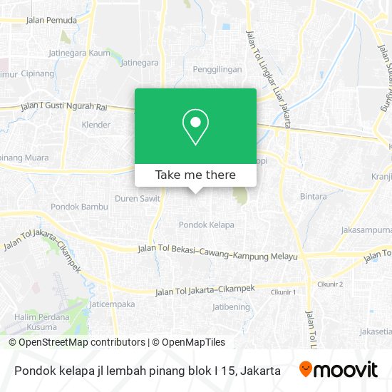 Pondok kelapa jl lembah pinang blok I 15 map