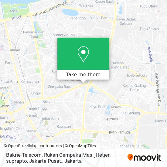 Bakrie Telecom. Rukan Cempaka Mas, jl letjen suprapto, Jakarta Pusat. map